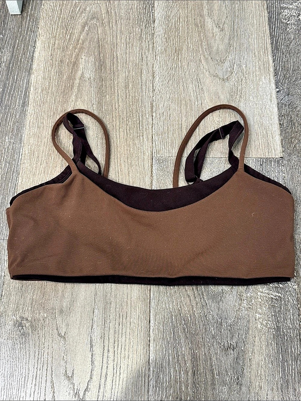 FORM Layered Bra Sports Bra in Brown Size Large